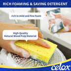 CELOX 36 Pack Dish Sponge for Kitchen, Dual Sided Scrub Sponge Heavy Duty, Non-Scratch Sponges Perfect for Kitchen Dishwashing and Household Cleaning, Highly Absorbent and Easy to Dry for Reuse