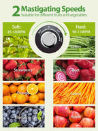 Aeitto Juicer Machines with Soft & Hard Modes, Quiet Motor, Reverse Function, Juicer Machines Vegetable and Fruit, Cold Press Juicer, Easy to Clean with Brush
