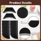 Baderke 4 Pcs Leather Cast Iron Handle Cover Handmade Leather Heat Resistant Skillet Handle Set Pot Holder for Hot Frying Pans, Pots(Black)