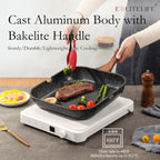 ESLITE LIFE 11 Inch Nonstick Grill Pan for Indoor Cooking, Versatile Induction Square Large Grilling Skillet Steak Pan for Stove Tops, PTFE & PFOA Free, Black