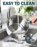 Cook N Home Saucepan Set Sauce Pot With Lid 1QT and 2QT Stainless Steel, Stay Cool Handle, silver