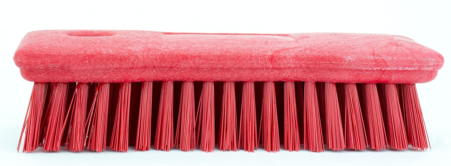 SPARTA Comfort Grip Scrub Brush Hand Brush for Bathroom, Kitchens, Countertop, Plastic, 8 Inches, Red