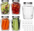 Cehomi Glass Mason Jars with Lids - 16 oz Vintage Canning Jars, Pickling Jars for Jelly, Jam, Honey, Pickles, Spice, Essential Preserver for Home Storage and Gifting 4 Pack