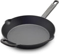 GreenPan x Bobby Flay 10” Cast Iron Pre-Seasoned Skillet with Helper Handle, Professional Grade Heavy Duty, Induction, Pour Spouts, Versatile Stovetop, Oven, BBQ Grill Fire, Indoor/Outdoor Use, Black