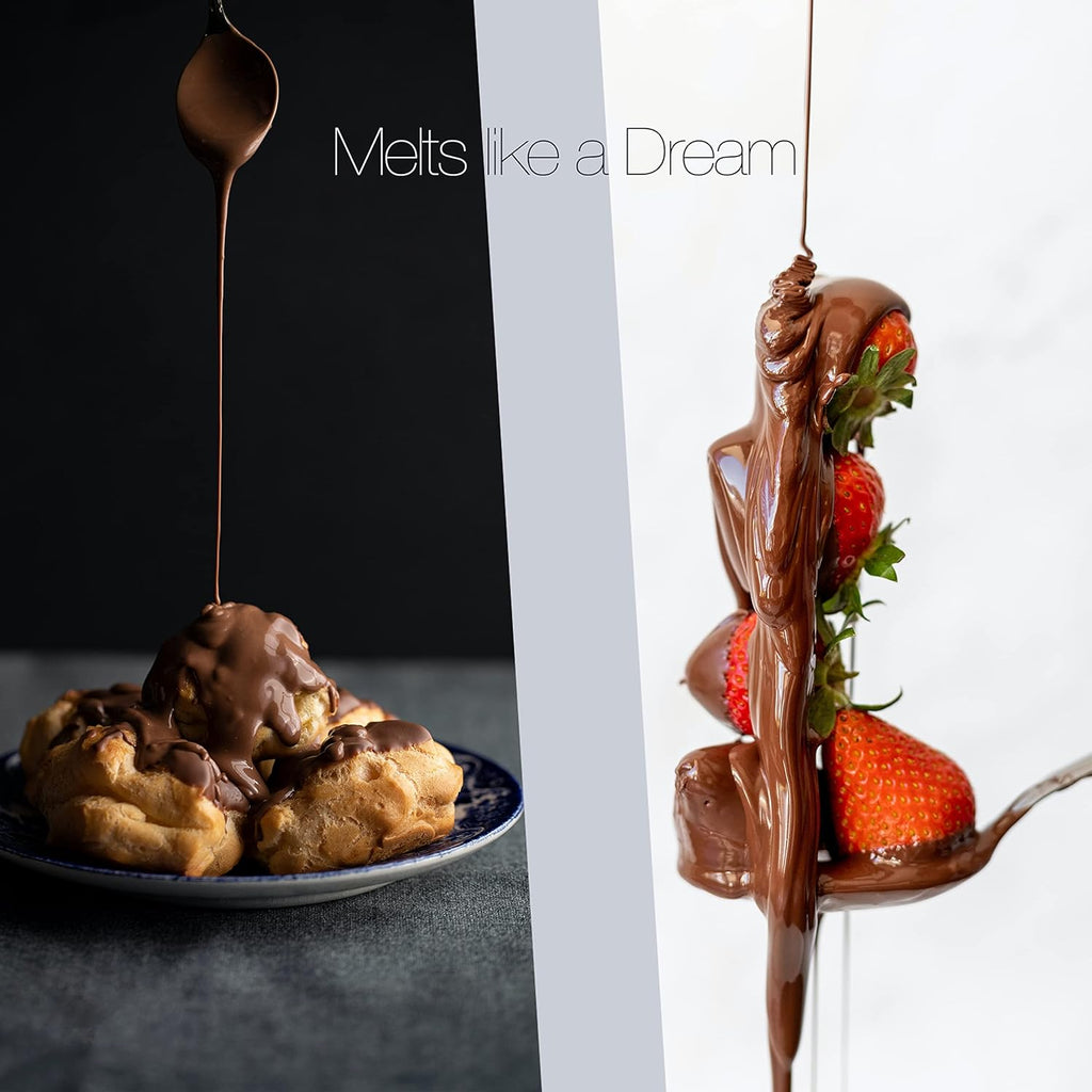 Premium Italian Melting Chocolate Candy Melts 5 Lbs | Only 5 Natural Ingredients | GMO and Gluten Free | Milk DeLuxe Compound Choco | Milk Chocolate Wafers | Resealable Pack | Perfect for Chocolate Fountain Fondue Baking Dipping