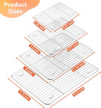 P&P CHEF Baking Cooling Rack Set for Cooking Roasting, 4-Piece Stainless Steel Wire Racks for Oven Use, Healthy & Dishwasher Safe, Rectangle, 8.6 + 9.7+ 11.6 + 15.3 Inch