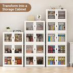 345Qt Stackable Storage Bins with Individual Lids & Wheels, Large Plastic Collapsible Latching Boxes Closet Organizers and Storage Cabinet Shelves Units for Home Kitchen Dorm, 3-Pack White