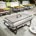 sifer 9Qt 4Pack [Multi-Size] Chafing Dish for Buffet | 80% Faster Screwless Assembly & Stackable Design for Wedding/Home/Christmas Buffets, Black