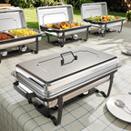sifer 9Qt 4Pack [Multi-Size] Chafing Dish for Buffet | 80% Faster Screwless Assembly & Stackable Design for Wedding/Home/Christmas Buffets, Black