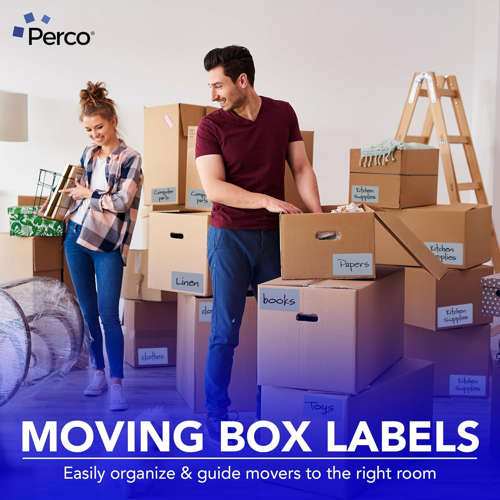 Perco Grey Labels 3x5 Inch 500 Stickers/Roll with Easy Peel Perforation and Strong Adhesion for Inventory Management, Color Coding, Moving Boxes, Retail, Organizing & Crafts – Made in USA