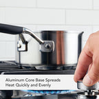 KitchenAid 71018 Stainless Steel Saucepan with Pour Spouts, 1 Quart - Brushed Stainless Steel