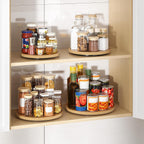 LAMU 11'' Acacia Wood Lazy Susan Organizer for Table Top, Lazy Susan Turntable for Cabinet, Kitchen, Countertop, Pantry Organization