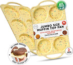 Jumbo Top Silicone Muffin Pans for Baking- 2 PACK Silicone Jumbo Muffin Pan 6 Cup -Baking Cupcake Pans, Make Perfect Muffin Top Pans Non Stick, Drop Cookies or Whoopie Pie Shells - CONFETTI