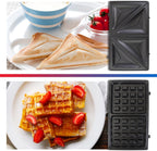 Total Chef 4 in1 Grill Waffle Maker - Sandwich, Panini Press Machine, Electric, Mini Belgium Waflera, Non-Stick Removable Plates, Easy To Clean Countertop Cooking Kitchen Appliance For Breakfast