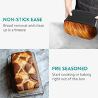 Navaris Cast Iron Bread Loaf Tin, 34cm, Black - Even Heat Distribution & Retention - Enameled Non-Stick Baking Pan - Cake and Bread Tins for Roasting, Oven Cooking & Grilling