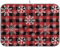Snowflake Buffalo Plaid Dish Drying Mat for Kitchen Counter Christmas Absorbent Microfiber Drying Pad, Lager 18x24 in, Reversible Drainer Mats