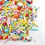 Rainbow Sprinkle Mix Pearl Sugar Candy Mix Size Baking Cake Decorations Cupcake Toppers Cookie Decorating Ice Cream Celebrations Shaker Jar Wedding Shower Party (130g/4.58oz）