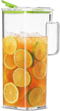 Komax Large Plastic Water Pitcher with Lid Square Water Carafe – BPA-Free, Dishwasher Safe – Water, Tea, or Juice Containers with Lids for Fridge (2.3 Liters)