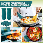 Patelai 8 Pcs Silicone Pot Holders Set Cast Iron Handle Cover Heat Resistant Pot Handle Covers Potholder Non Slip Reusable Pan Sleeve for Frying Pan Kitchen Supplies(Green)