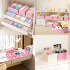 Drawer Organizer Clothes - 18 Pack Dresser Organizer for Nursery, Foldable Sock Underwear Organizer, Baby Drawer Organizer, Small Fabric Storage Bins for Dresser Drawer, Pink