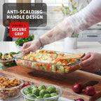 Nestl 8pc Glass Baking Dishes for Oven, Glass Food Storage Containers with Lids, Leakproof Casserole Dishes for Oven with Lid, Cooking, Microwave Oven Freezer Safe Bakeware, 9x13 Lasagna Pan Black