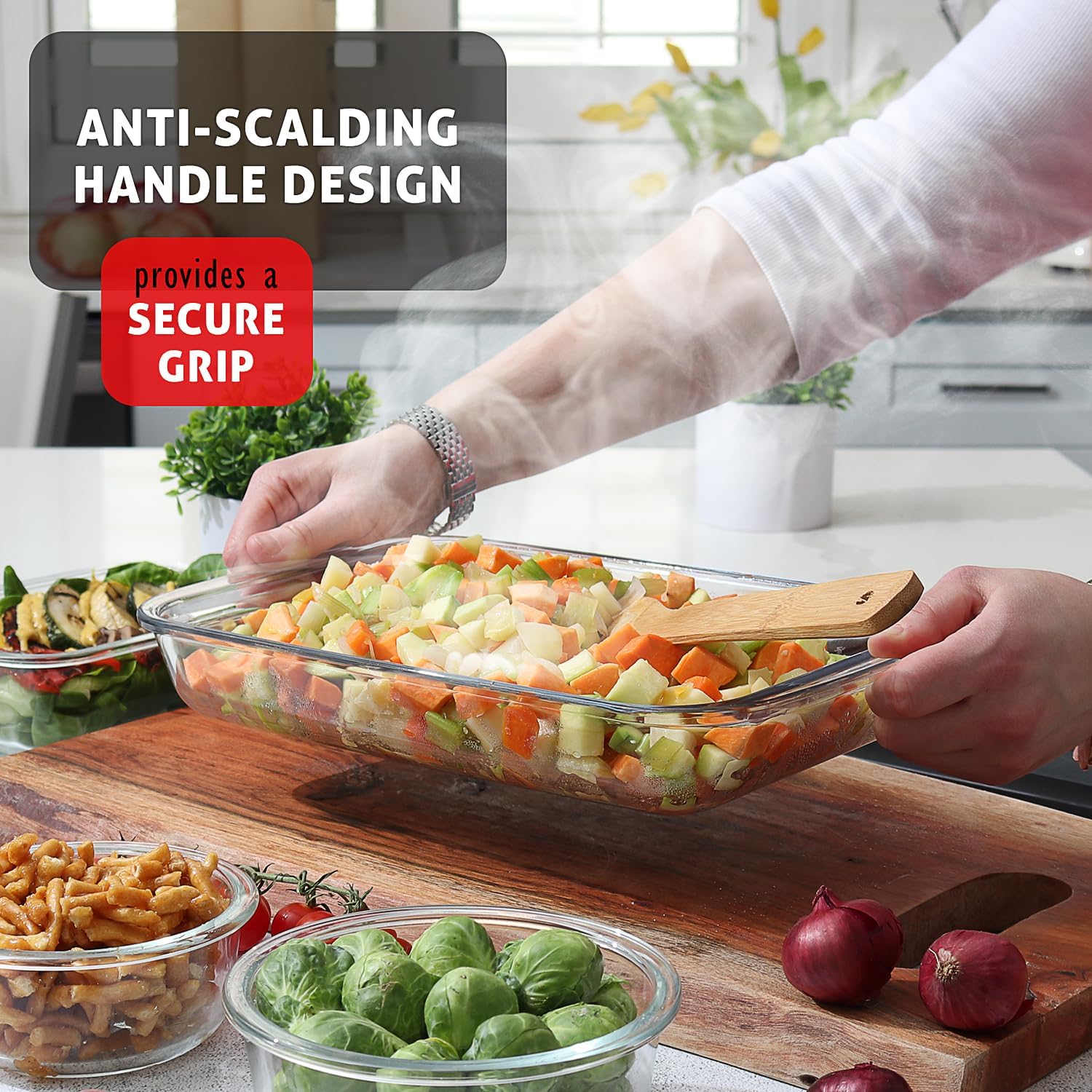 Nestl 8-Pack Glass Baking Dishes for Oven, Glass Food Storage Containers with Lids, Leakproof Casserole Dishes for Oven with Lid, Cooking, Microwave Oven Freezer Safe Bakeware, 9x13 Lasagna Pan Black