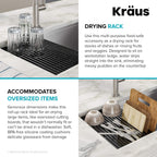Kraus Multipurpose Workstation Sink Roll-Up Dish Drying Rack, Colander and Trivet in Red, KRM-11RD