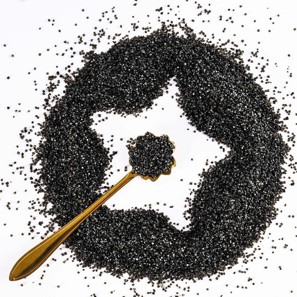 Kasvan Sanding Sugar Sprinkles - Edible Sugar Crystals, Baking Cake Decorations, Ice Cream Toppings cupcake Decorating, Wedding Party Chirstmas Supplies, 85g/3.2oz (Black)