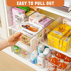 12 Pack Large Clear Plastic Storage Bins,Plastic Containers with Handle for Pantry Organizer and Storage,Perfect for Kitchen,Fridge,Cabinet, Closet,Bathroom Under Sink Storage