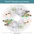Oubonun Lazy Susan Organizers Set of 8, 12.8’’ x 11.7’’ x 4’’ Plastic Transparent Kitchen Cabinet Storage Bins with Handle, 4" Deep Container, 1/8 Wedge - Food Safe, without BPA