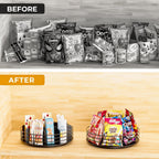 Snack Organizer - Versatile Snack Storage, Lazy Susan with Convenient Grab-and-Go Design, Metal Snack Holder for Home, Office, Breakroom, 11.85" L x 11.85" W x 4.17" H (Matte Black)