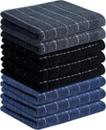 Homaxy 100% Cotton Terry Kitchen Towels(Multiple Colour, 13 x 28 inches), Checkered Designed, Soft and Super Absorbent Dish Towels, 8 Pack
