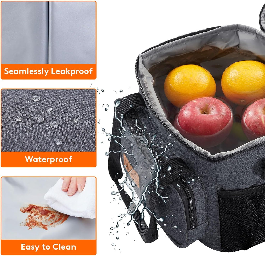 Lifewit Medium Lunch Bag Insulated Lunch Box Soft Cooler Cooling Tote for Adult Men Women, Dark Gray 12-Can (9L)