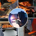 16 Inches,932℉,Leather Welding Gloves extra Large, Heat/Fire Resistant,Mitts for BBQ,Oven,Grill,Fireplace,Tig,Mig,Forge,Baking,Furnace,Stove,Pot Holder,Animal Handling Glove. XL, Black-gray