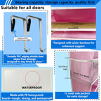 over the door organizer, Solid Bamboo Board (Not Plastic!) 6-Tier Heavy Duty 75LB, 12 Side Pockets, 3 Reinforced Hooks & Anti-Slip Pads, Waterproof & Washable, No Sagging, No Door Damage,Pink