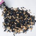 Black & Gold Star Sprinkles for Cake Decorating 4.23ounce - Sugar Mix Contains Gold Star & Pearl Sprinkles for Cupcake Toppers, Ice Cream, Candy, Cookie Decorations - Wedding Party Supplies