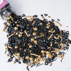 Black & Gold Star Sprinkles for Cake Decorating 4.23ounce - Sugar Mix Contains Gold Star & Pearl Sprinkles for Cupcake Toppers, Ice Cream, Candy, Cookie Decorations - Wedding Party Supplies