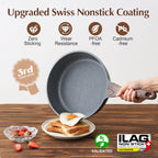 SENSARTE Nonstick Cookware Set 13-Piece, Non Stick Pots and Pans Set with Swiss Granite Coating, Healthy Kitchen Cooking Set, Stay-Cool Handles, PFOA Free