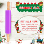Dandat Small Rolling Pin Kids 12 Inch Mini Silicone Rolling Pin for Baking Non Stick Kids Dough Roller with Wooden Handle for Kitchen Cookie Pastry Fondant Cake 6 Colors (12 Pcs)