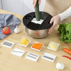 supernal Salad Spinner Stainless Steel Large,Vegetable Washer with 5.3 Qt Bowl,Salad Chopper Bowl,Nesting Bowls with Graters,Large Mixing Bowl Bowls for Kitchen With 5 Grater