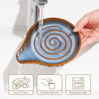 Spoon Rest for Stove Top, Large Ceramic Spoon Holder for Kitchen Counter, Heat Resistant Cooking Utensil Rest, Dishwasher Safe 5.1 Inch by ANTIS’S HOME (Blue)