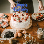 1 PCS Happy Birthday Cake Topper Glitter Happy Birthday Cake Pick Bunting Decor for Anniversary Celebrating Happy Birthday Party Cake Decorations Supplies Blue