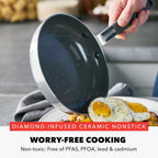 GreenPan x Bobby Flay Stainless Steel 8” & 10” Frying Pan Skillet Set, Professional Grade Tri-Ply, Multiclad, PFAS-Free Ceramic Nonstick, Induction Suitable, Dishwasher & Oven Safe, Stay Cool Handle