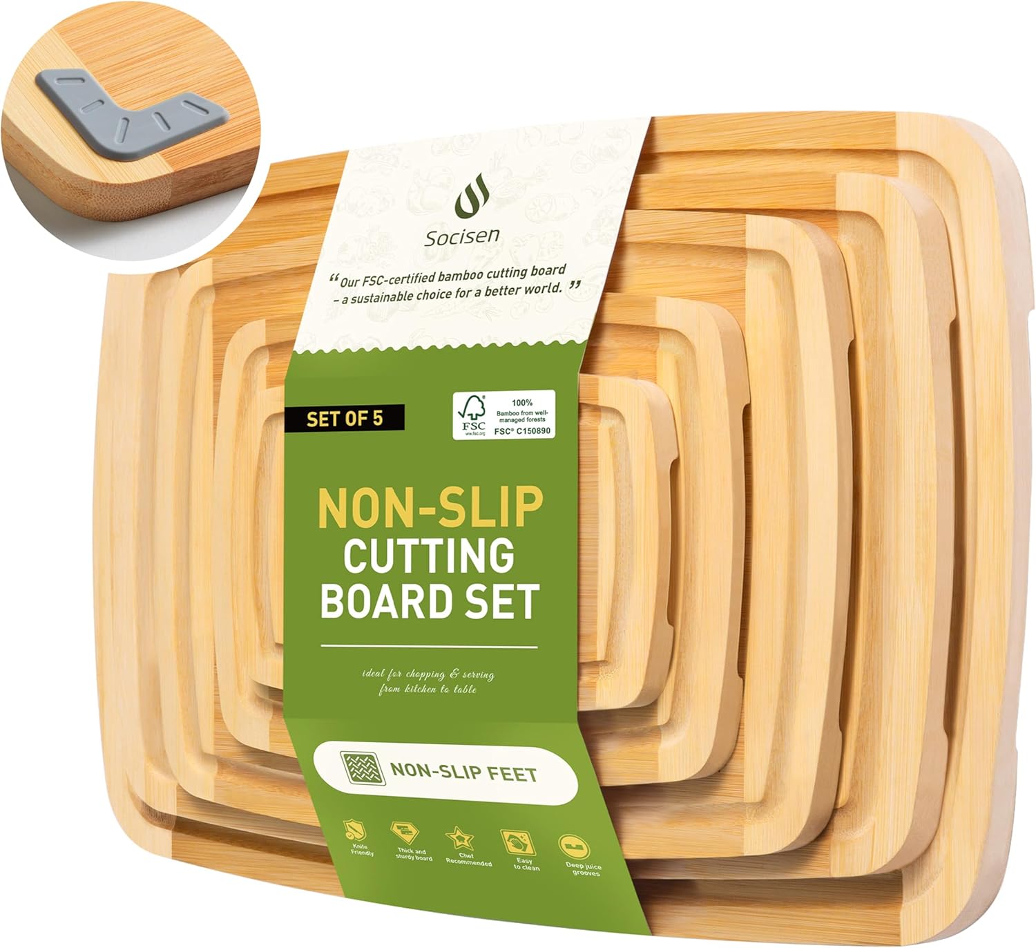 Bamboo Cutting Board Set Non Slip Feet Over Sink Eating Grilling Biard Cutboard Biard Chtting Woodcutting Cuttingboards Voard Oard Bord Dishwasher Safe 12x18 11x14 Baords Baord Veg Utting Ultimate