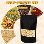 Jetmore-50pack-Smell-Proof-Bag, Reusable Zip Lock Bags with Window, Resealable Stand Up Packaging Bags, Brown Paper Pouches for Coffee, Tea, Herbs, Spice, Snack, Baked Goods, Goodie Bags