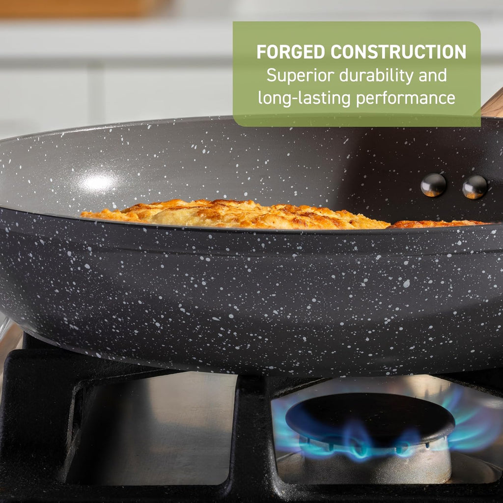 T-fal Revive Ceramic Cookware Sets, Pots and Pans Set Nonstick, (12 pieces), Ceramic Non stick Coated, Frying Pan, Oven Safe Up To 350°F, Grey Granite