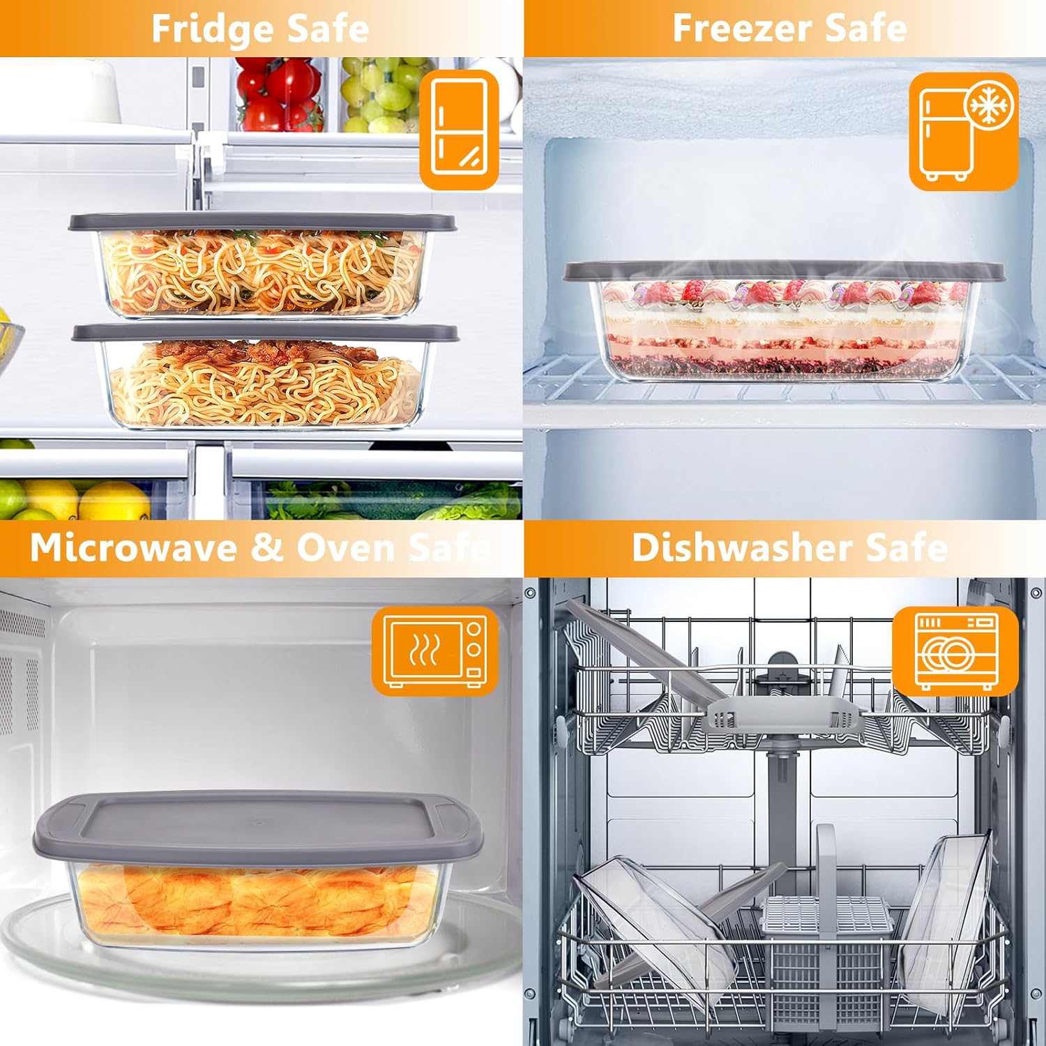 Glass Loaf Pans With Lids - 1.9 Qt for Baking Bread | Oven, Dishwasher, Fridge, Freezer & Microwave Safe | Suit for Lasagna, Meatloaf, Banana Bread - 2Pcs