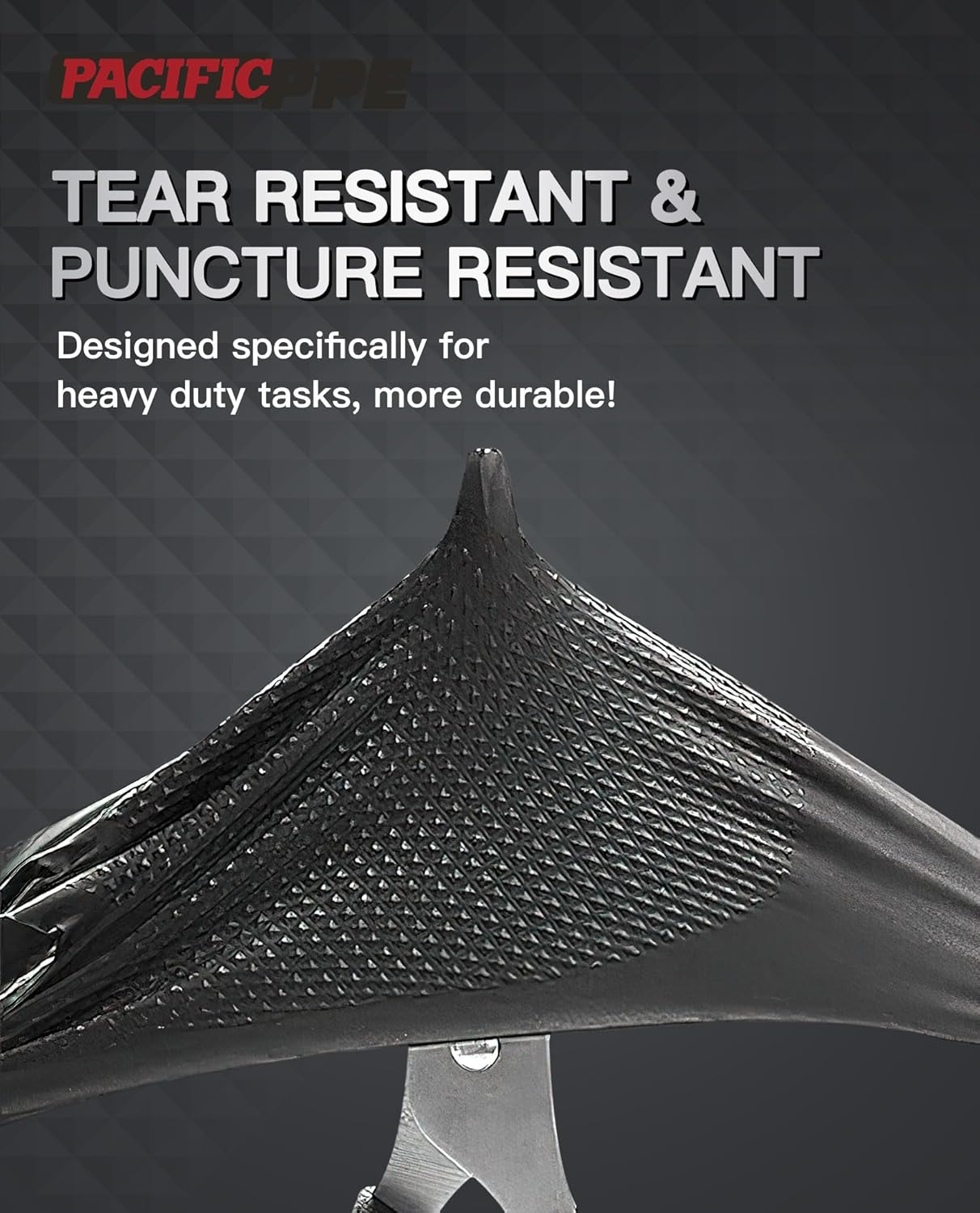 PACIFIC PPE 8 Mil Heavy Duty Black Nitrile Gloves, Food Safe, Latex Free, Mechanic, Fully-Diamond Textured Grip Industrial Disposable Gloves, Large