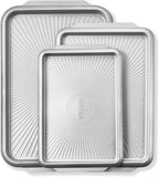 SYAINN Non-stick Ceramic Baking Sheet Set, Pack of 3 - Aluminum Steel Cookie Sheets for Baking - Includes Half/Quarter/Jelly Roll Pans - Warp Resistant, Toxic, PTFE & PFOA Free - Sliver