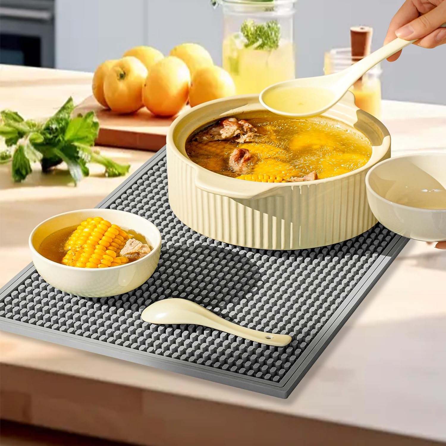 2 Pack Bar Mat, Home Bar Tool Drying Mats, Bar Accessories for The Home Bar Set 18''x12''（Gray） for Bars, Outdoor Camping, Bar for Home